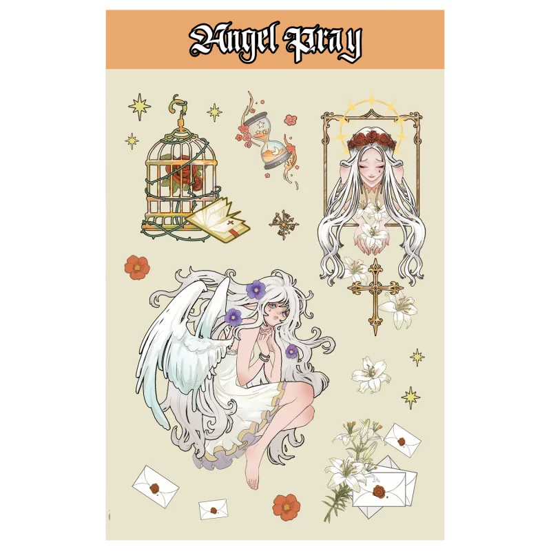 Korean Style Cute Cartoon Sweet Cool Girl Boy Angel Character Sticker Diary Handbook Scrapbook Phone Case Diy Decorative Sticker