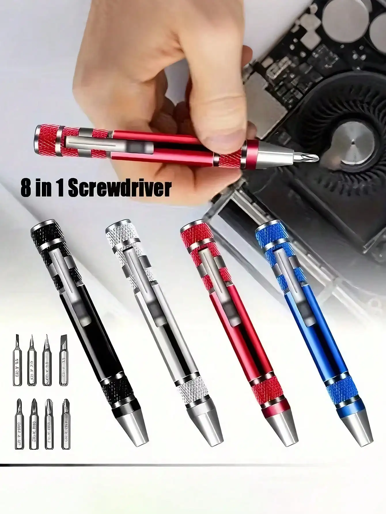 

Набор многофункциональных отверток 8-в-1 — прецизионная отвертка из алюминиевого сплава со сменными битами, инструмент для ремонта своими руками