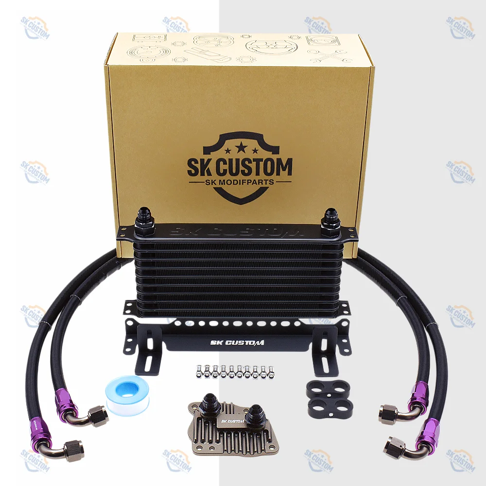 SK CUSTOM Car Engine Oil Cooling Parts For BMW N46 Aluminum Oil Radiator Braided Hoses