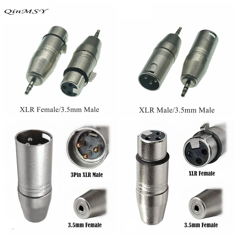 XLR 3 Pin Male Female Jack to 3.5mm Female & Male 1/8