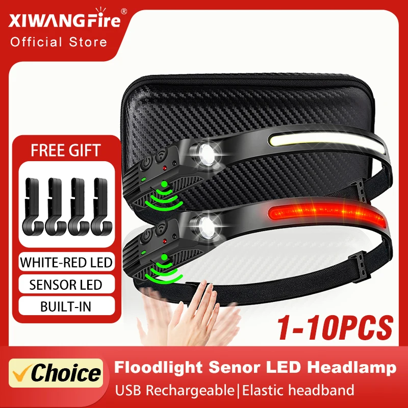 USB Rechargeable LED Sensor Headlamp XPE+COB Headlight Led Head Torch Camping Search Light Head Flashlight for Fishing Lantern