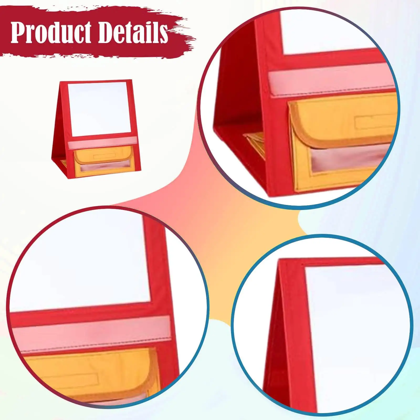 Magnetic Memo Board Standing Foldable Oxford Cloth Double Sided Table Top Dry Erase Board with Note Organizer for Classroom
