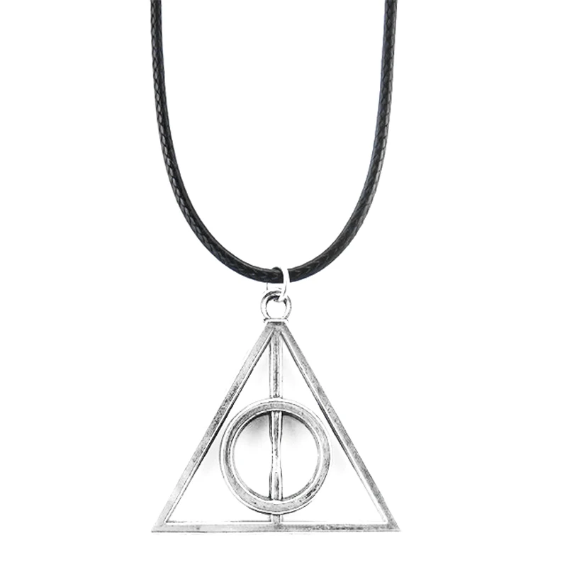 Vintage Silver Color Deathly Hallows Cross Pendant Necklace For Men Retro Gold Triangle Choker Women Gift Jewelry