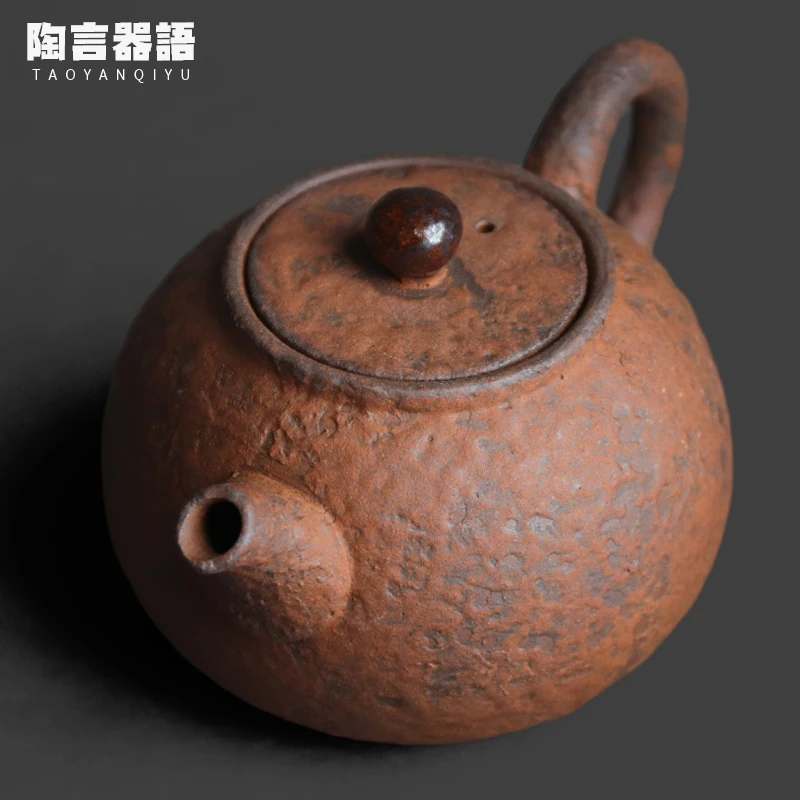 Vintage style rough old rock clay teapot with orange peel texture for Chinese Kung Fu Tea - Small Size Tea Brewing Pot