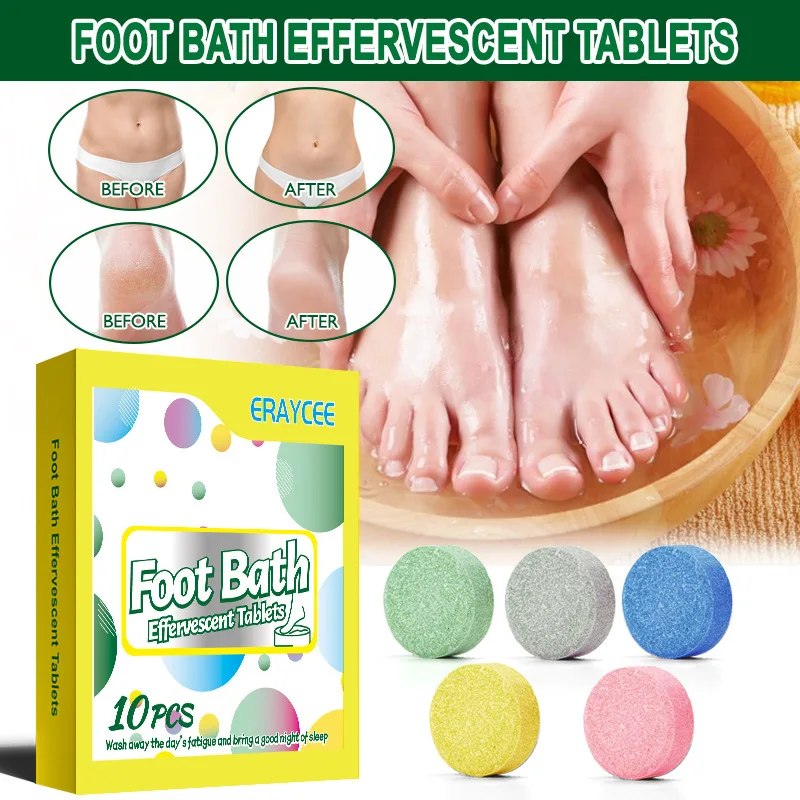 Eraycee Mugwort Foot Bath Effervescent Tablet  Relief Feet Skin Cracking Foot Care Treatment Chinese Medicine Detox Soak