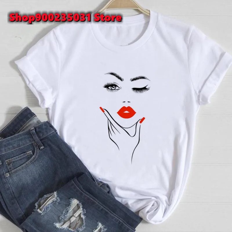 Summerr Red Fingernail Nail Graphic T-shirts Women Letter 90s Clothes Female New Arrival 2025 Top Short Sleeve Fashion Tshirt