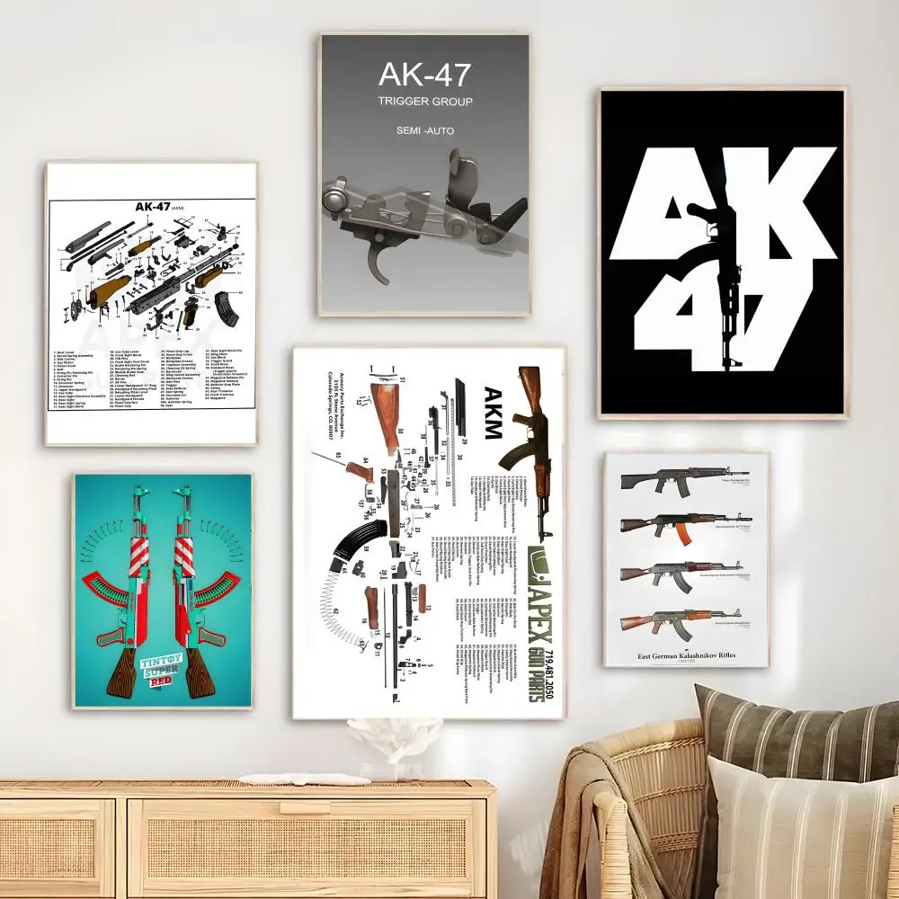 AK-47 Cool Classic Rifle Poster Bedroom Living Room Study & Beyond Self Adhesive Decor + Perfect Gift