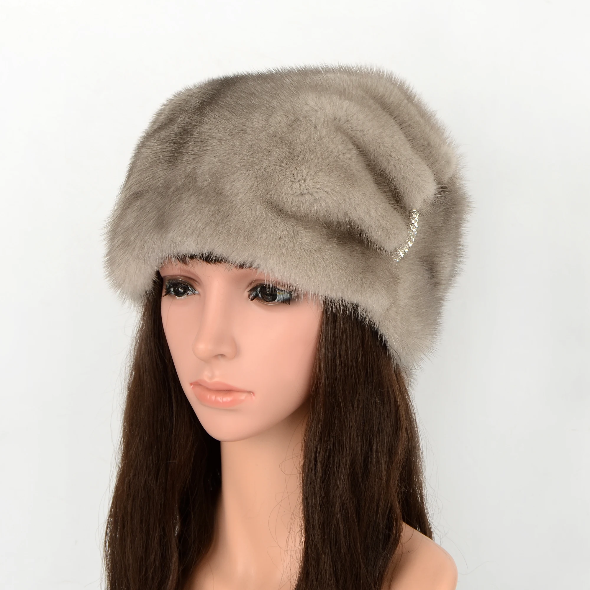 New mink fur hats ladies winter whole mink soft Luxury Women Handmade caps fashion ear protection warm hat Beanies