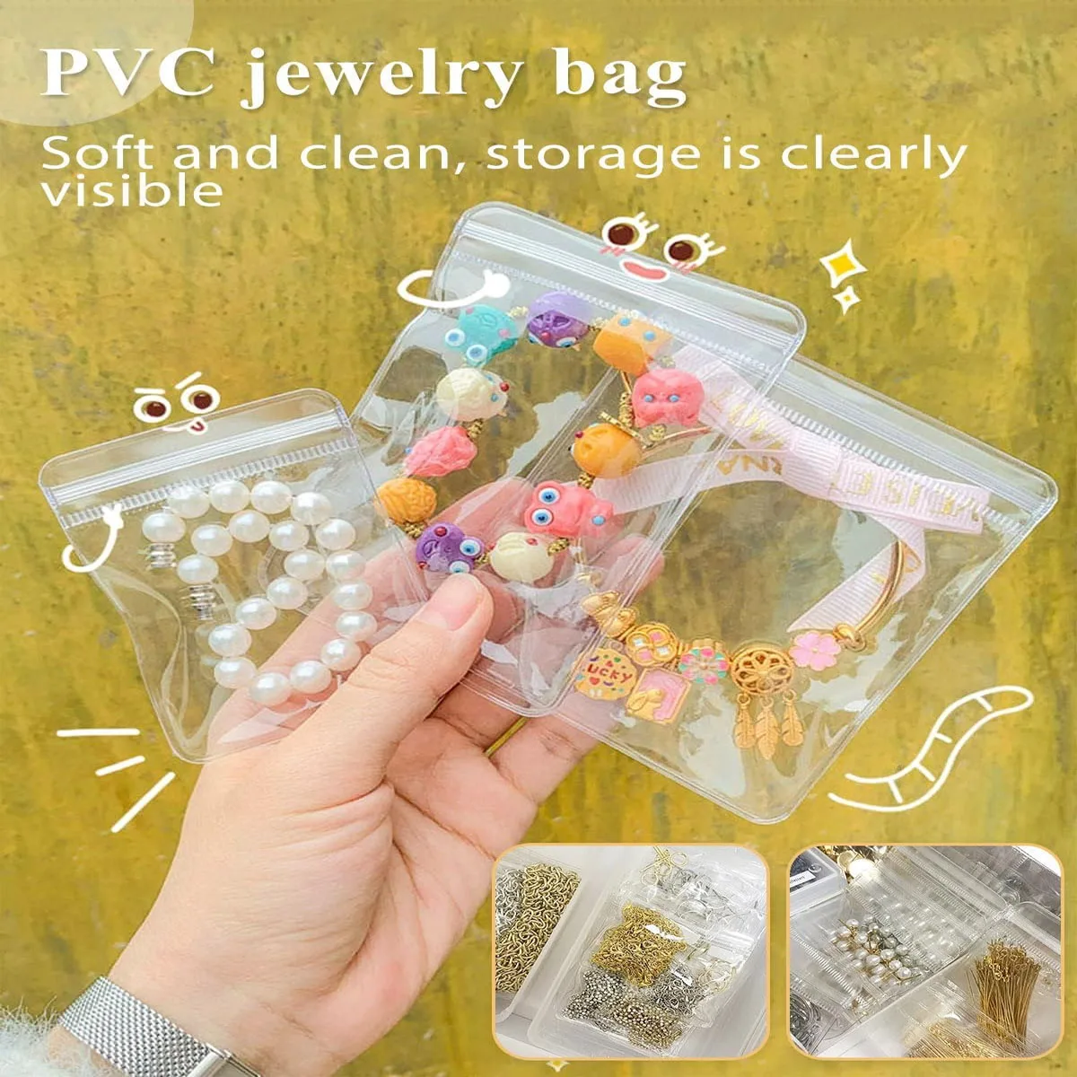 50/100/200pcs-Clear Earring Bags Waterproof Bags Thickened Reusable Storage Pouch for Jewelry Rings Necklace Bracelet