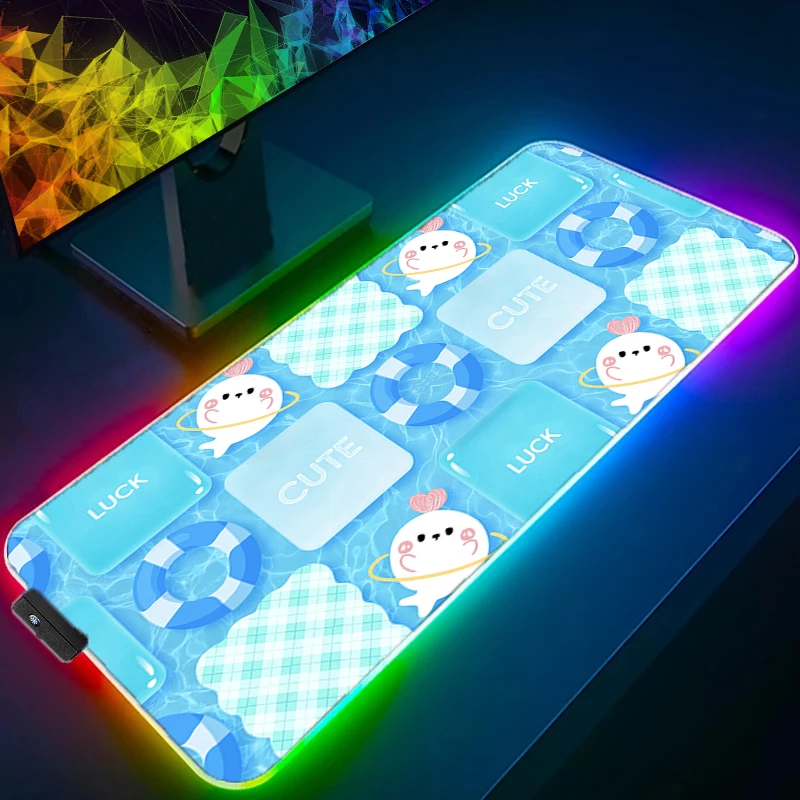 RGB LED Anime Mouse Pad Gamer Pattern Art Keyboard Pad Desk Mouse Mat Carpet Rubber Tapis Souris Gaming Notbook PC Mousepad