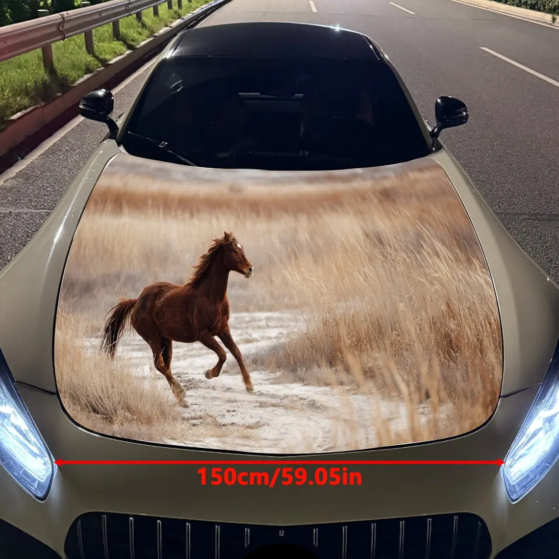 Galloping horse print,car hood stickers,PVC waterproof Self adhesive car hood sticker,car hood decoration protection stickers,Au