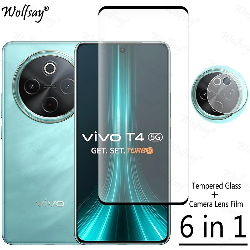 

Full Cover Tempered Glass For Vivo T4 5G Screen Protector For Vivo T4 5G Camera Lens Film Glass For Vivo T4 5G Glass 6.77 inch