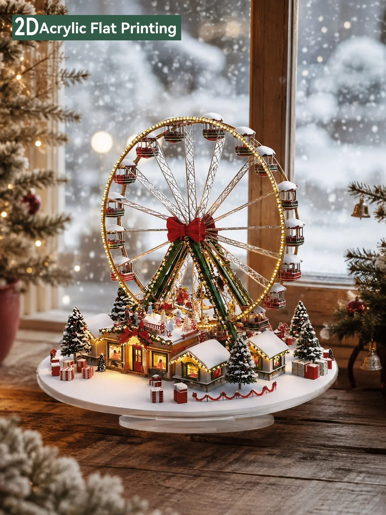 * 1pc Christmas Ferris Wheel Ornament, Christmas Scene Design, Cozy Style, Home Decoration, Daily/Holiday Gift, Scene Compatible