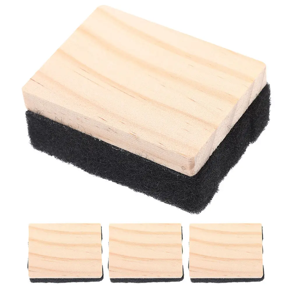 4Pcs Mini Wooden Dry Erase Erasers Whiteboard Eraser Blackboard Eraser Portable Compact Reusable Classroom Office School