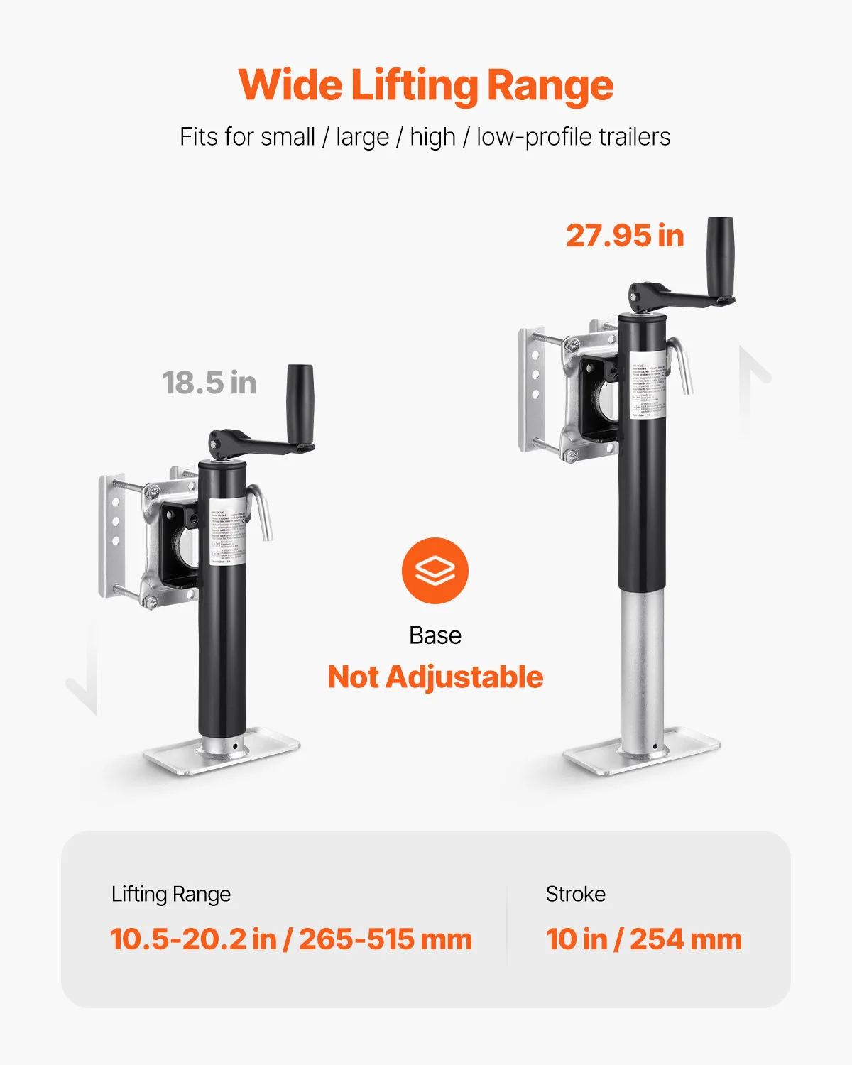 SucceBuy 2000 رطل مقطورة جاك ديناميكي الثقيلة قطب الترباس على 10 "رفع مقطورة جاك الوقوف مع مقبض ل RV قارب يخت #5