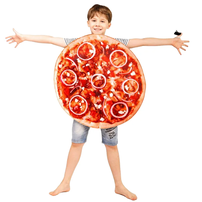 

Halloween Children Spoof Pizza Cosplay Costume Holiday Party Funny Food Jumpsuit Boys Girls Carnival Stage Performance Clothes