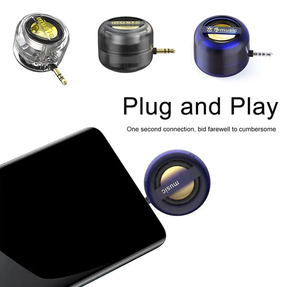 Mini Portable Speaker Line-in Phone Speaker with USB-C/3.5mm AUX Audio Interface Plug and Play for iPhone iPad iPod Android