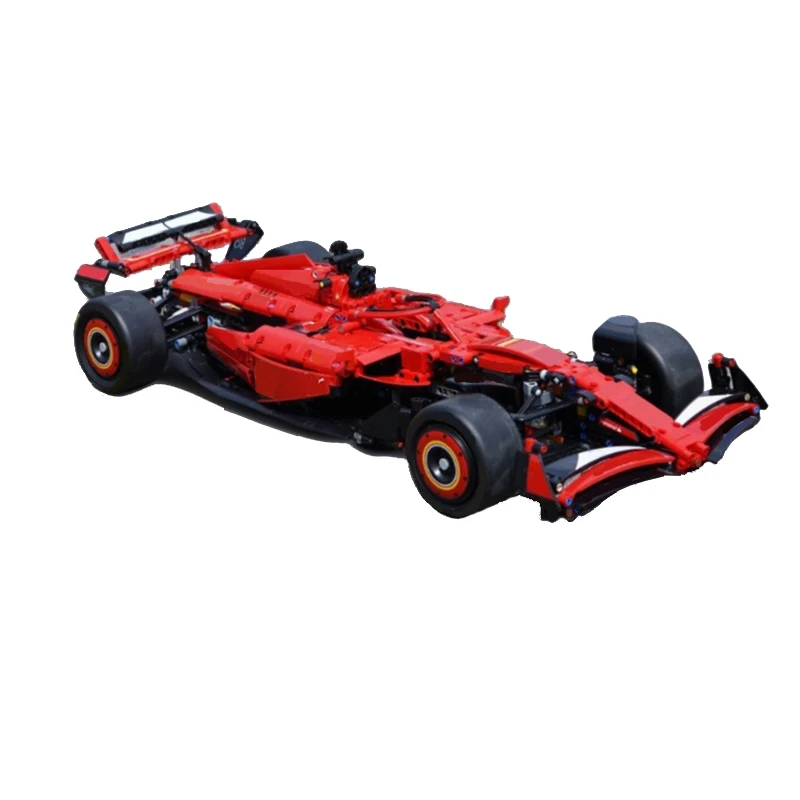 1289 قطعة من مكعبات البناء المخصصة الحمراء لتصميم سيارة سباق سوبر 24، نموذج تعليمي للأطفال، هدية احتفالية يدوية الصنع