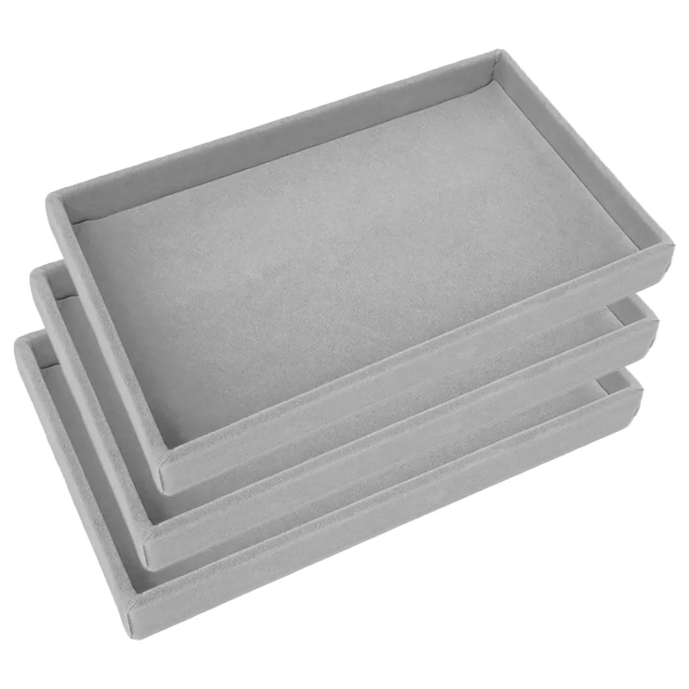 

3 Pcs Jewelry Tray Display Trays Organizer for Ring Earring Holder Necklace Stackable