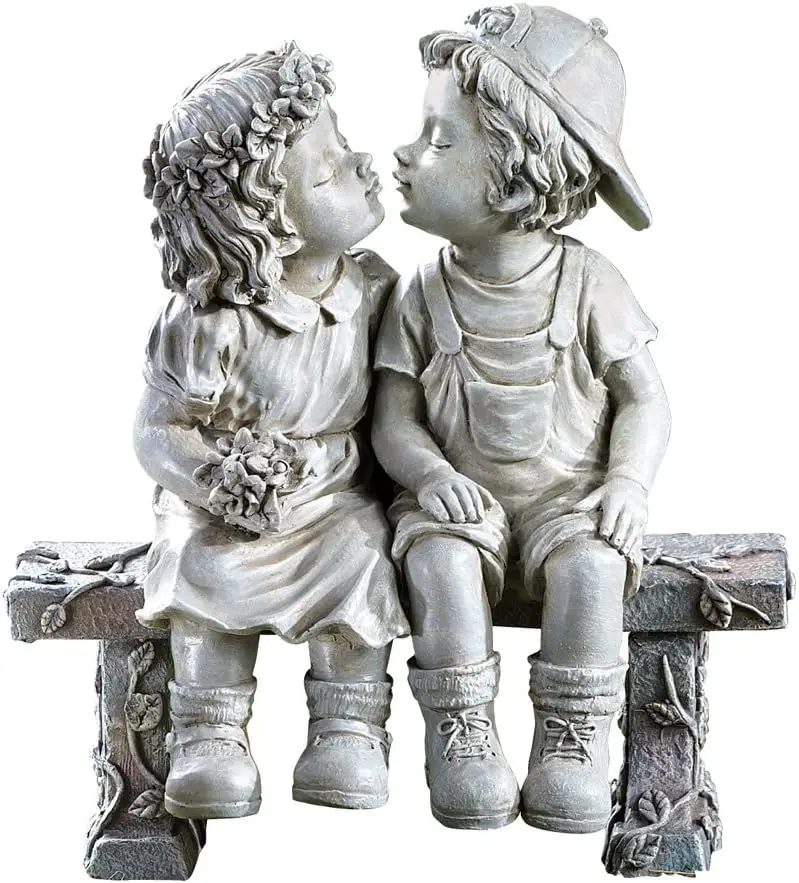 Boy And Girl Couple Statues, Perfect Valentine's Day Gifts, Perfect Small Ornaments for Couples, Kissing Couple Garden Sculpture