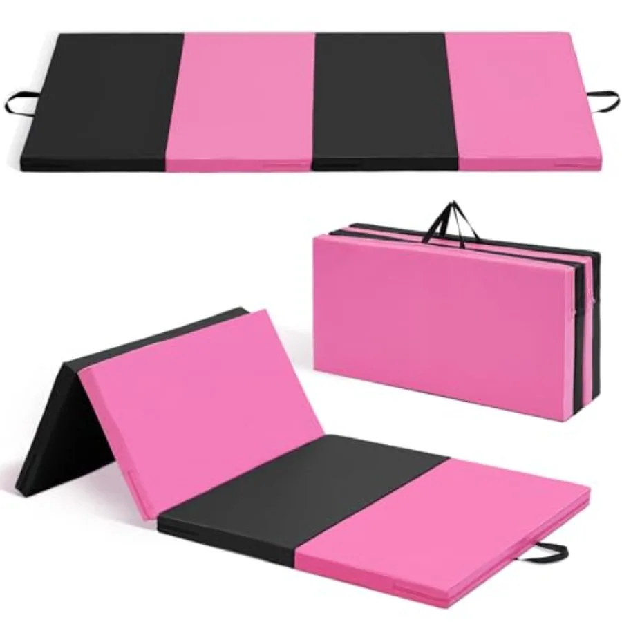 

Gymnastics Mat 6'x3'x2''/4'x8'x2'' Exercise Mat for Home Aerobics Workout Foldable Tumbling Mat in Blue with Non-Slip Surface a