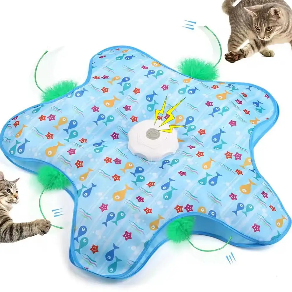Interaktives Katzenspielzeug, automatische Drehscheibe mit beweglicher Feder und Tiergeräuschen, Katzenbeschäftigungsspielzeug für gelangweilte Katzen