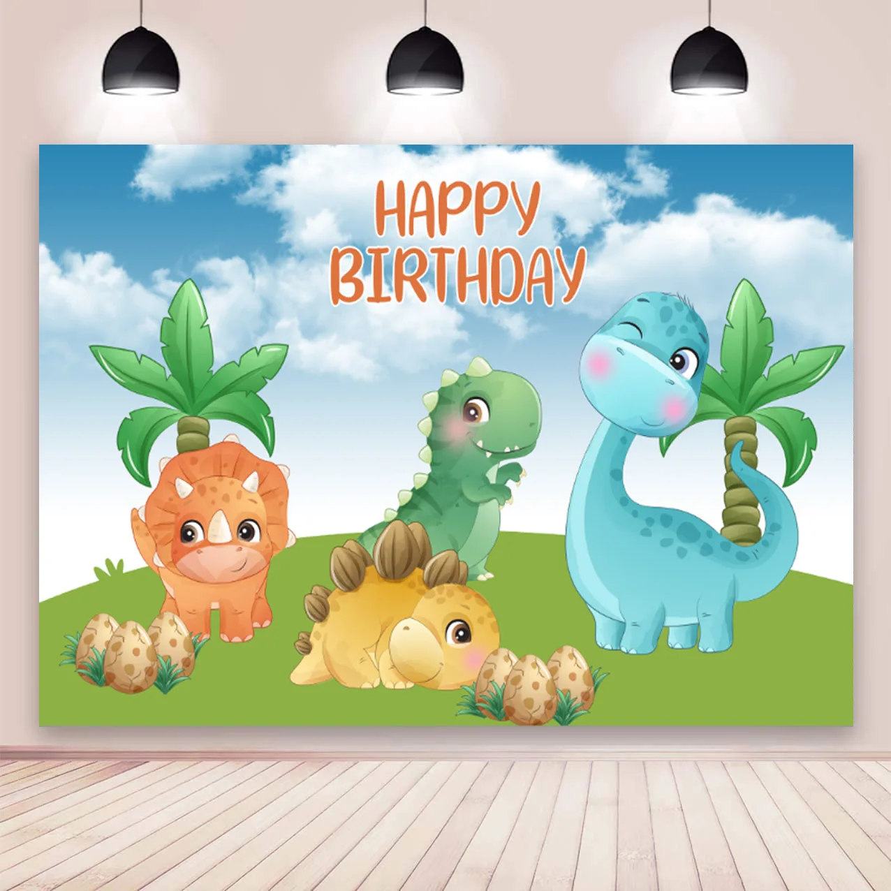 

Cute Dinosaur Backdrop Baby Shower Boys Girls 1st Birthday Party Custom Photo Background Photocall Prop Decoration Banner