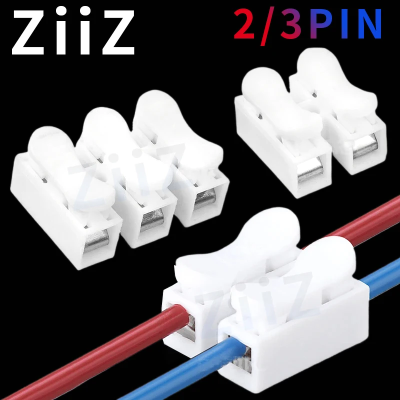 10 20 50 Pcs lots Spring Wire Quick Connector 2P 3P Electrical Crimp Terminals Block ZiiZ Splice Cable Clamp Led Strip CH-2 CH-3