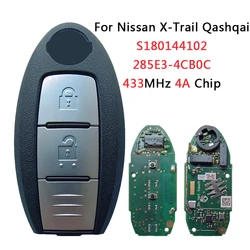 TXK027021 oryginalny 285E3-4CB0C dla Nissan X-Trail Qashqai inteligentny zdalny klucz samochodowy 2 przycisk 433MHz 4A Chip S180144102 2012 dj6167