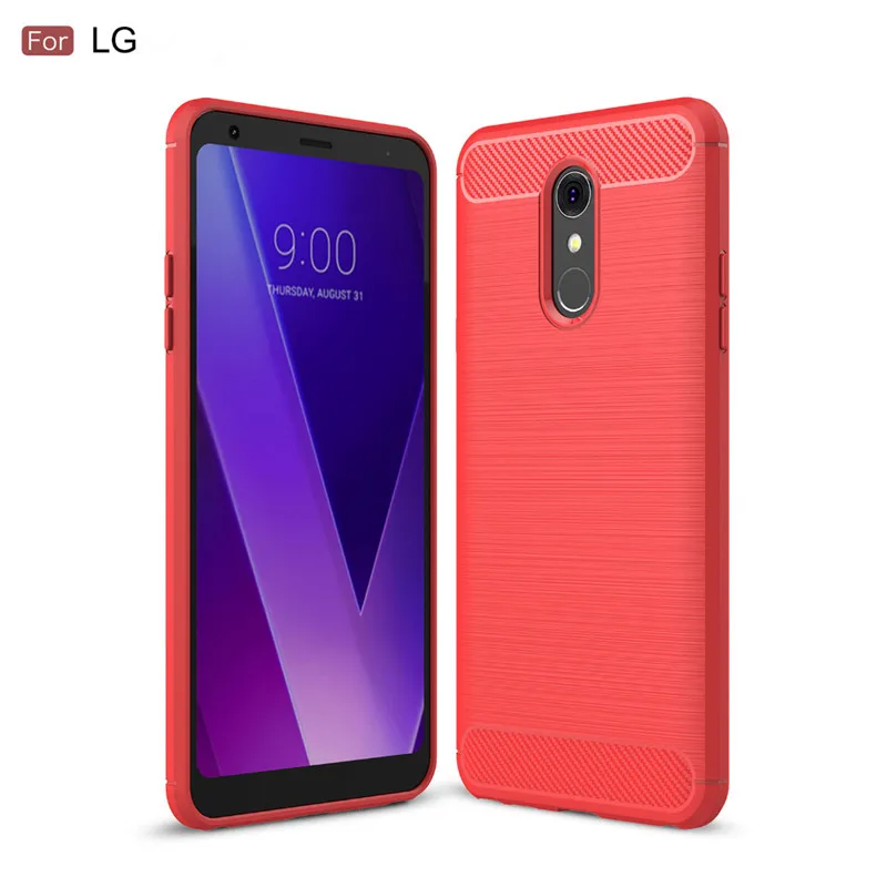 Shockproof Back Cover for LG Q7 Q7+ Anti Scratch Silicone Case For lg q7 alpha LGQ7 Plus Luxury Carbon Fiber Case