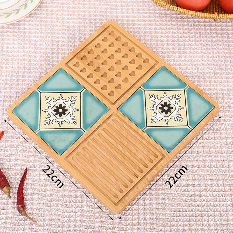 Bamboe keramische placemat, hittebestendige tafelmat en potmat voor huishoudelijk gebruik, soep- en kookpotmat
