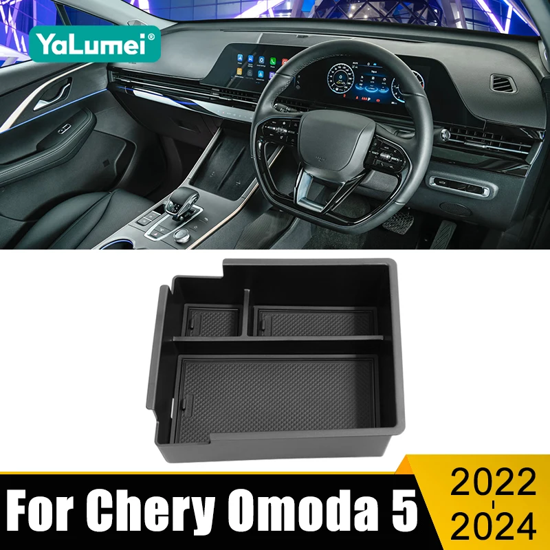 For Chery Omoda 5 C5 E5 FX 2022 2023 2024 Car Central Armrest Box Storage Stowing Tidying Container Tray Cover Packing Organizer