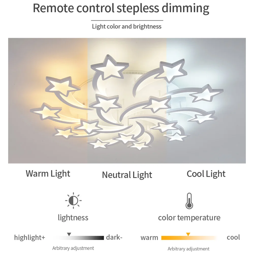 IRALAN Led żyrandol sufitowy dekoracja pokoju z pilotem aplikacji lampa sufitowa do pokoju kuchnia lampy dekoracyjne do domu