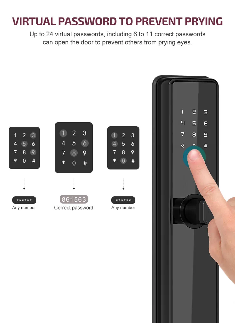 Silver Euro 72mm 85mm mortise Smart door lock Tuya wifi Ttlock Home security fingerprint pincode electronic digital door lock