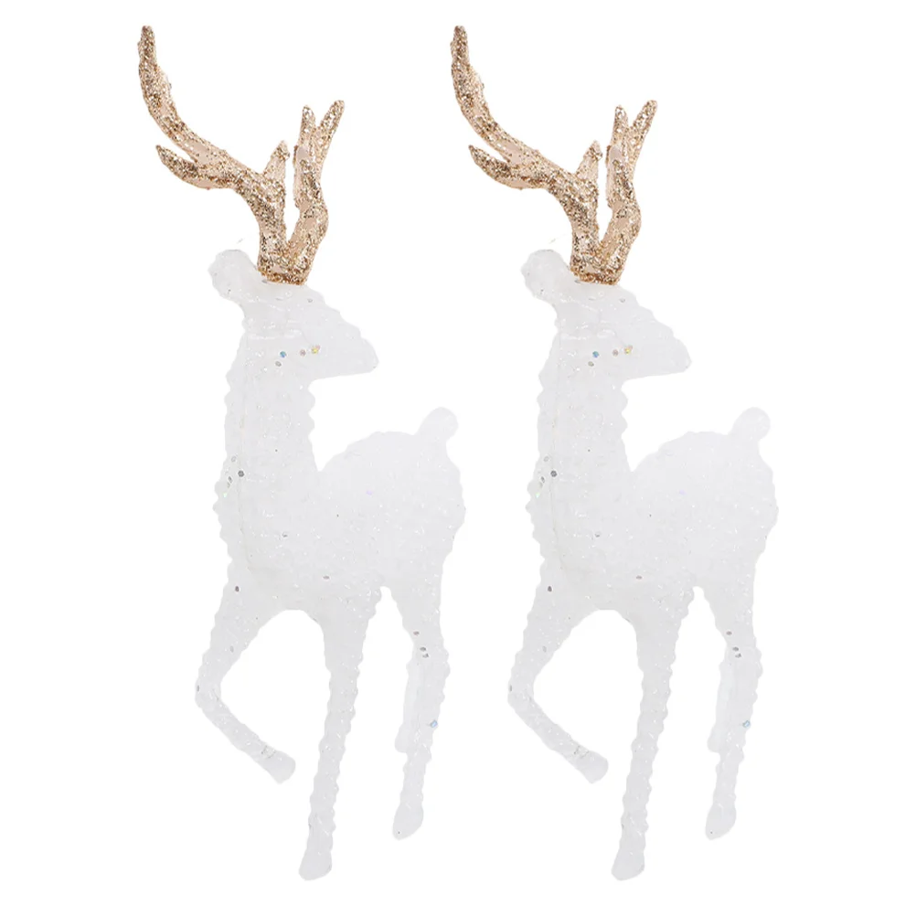 

2pcs Reindeer Cake Toppers Cute Party Cupcake Ornaments Cake Decorations Forest Party Supplies White Reindeer Hanging