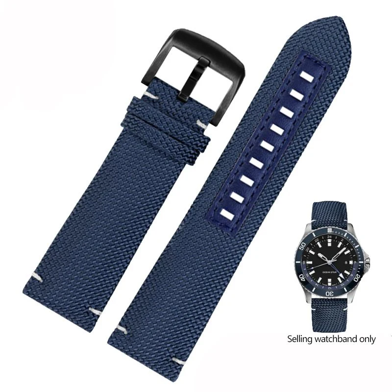 Nylon leather watch strap For Mido Navigator M026.629/430 Ocean Star M042.430 Tissot Citizen diving canvas strap 22mm black blue