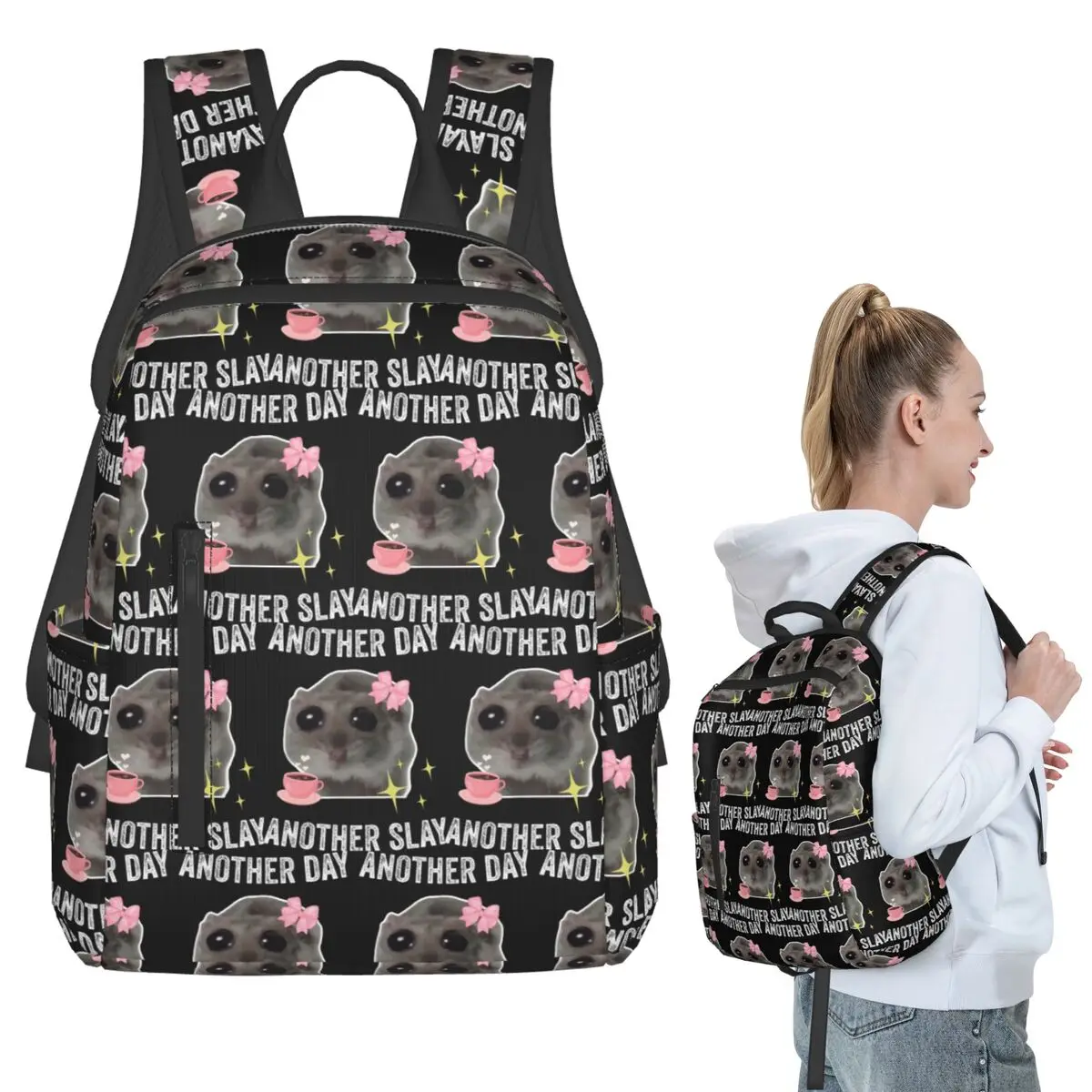 Sad Hamster Another Day Another Slay Backpack Student BookBag Kids School Bag Computer Shoulder Bags Boys Girls