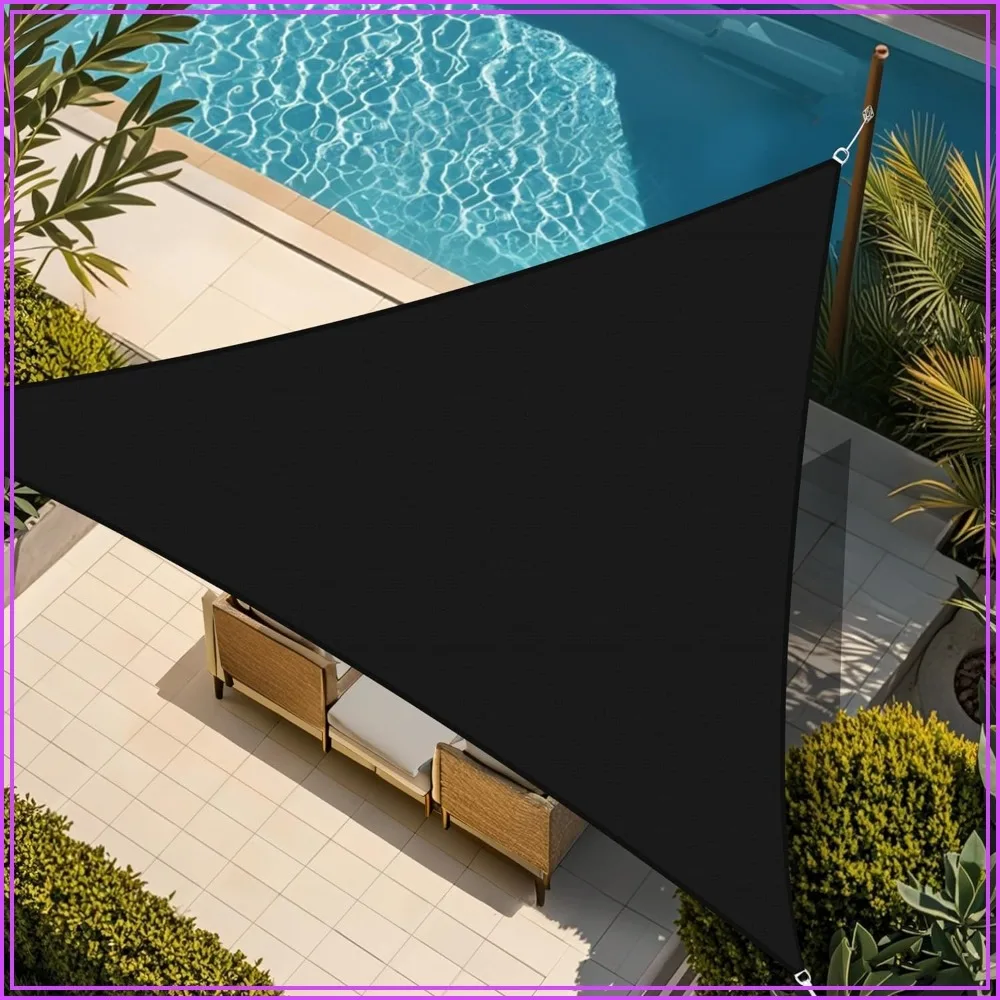 Custom Sun Shade Sail 11'x14'x17.8' Triangle Black UV Block Patio