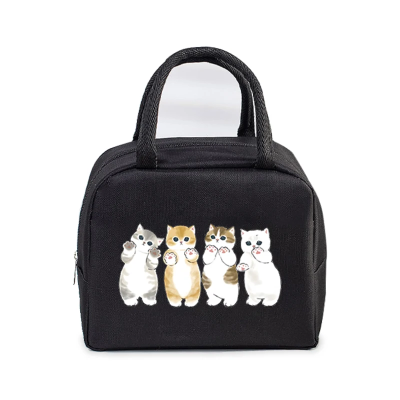 Funny Anime Cats Portable Lunch Bag Durable Office Women Men Thermal Box Cartoon Lunch Handbags Cooler Insulated Food Lunch Bags