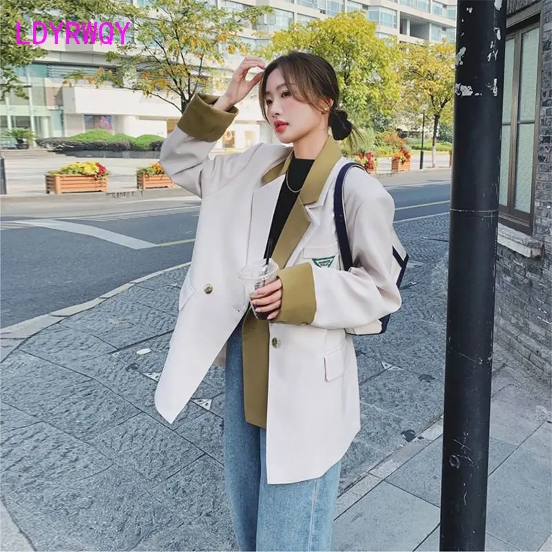 Contrast color suit jacket for women\'s 2023 spring and autumn new Korean style suit