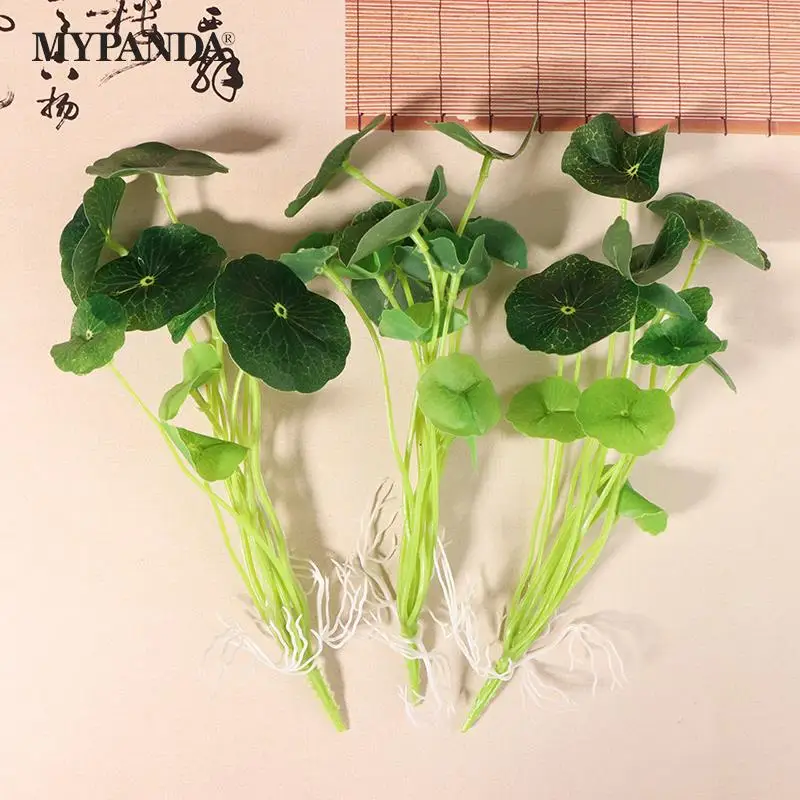 

Artificial Plants Simulation Small Lotus Leaf Money Grass Fake Leaf Pond Fish Tank Ornament Hydroponic Plants DIY Vase Decor