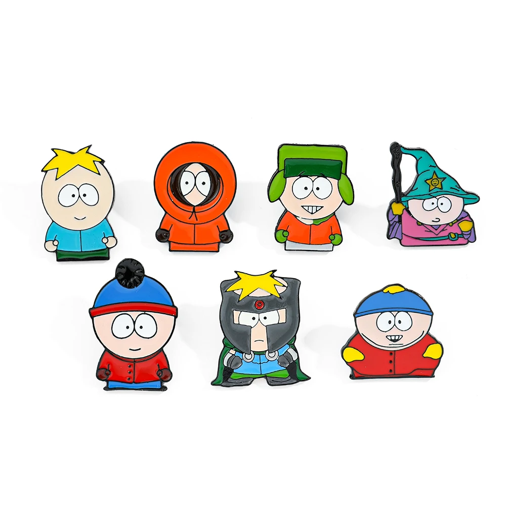 7 Pcs Action anime Brooch Funny Stan Marsh Metal Badge Jewelry Clothing Backpack Accessories Gift For Friends