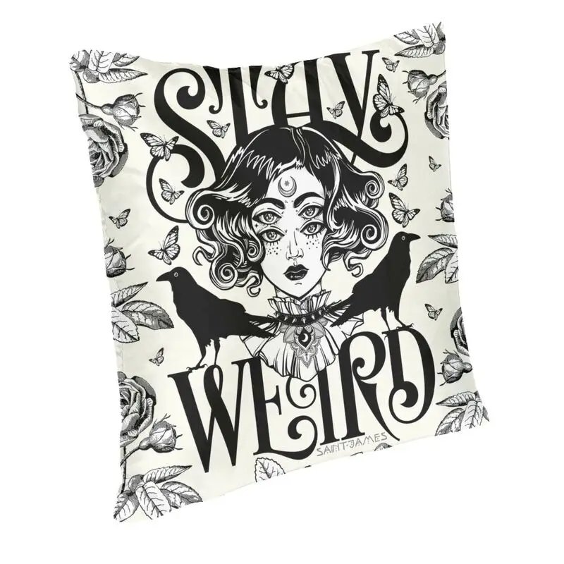 Stay Weird Cushion Cover 45x45cm Decoration Printing Halloween Witch Throw Pillow for Sofa Two Side