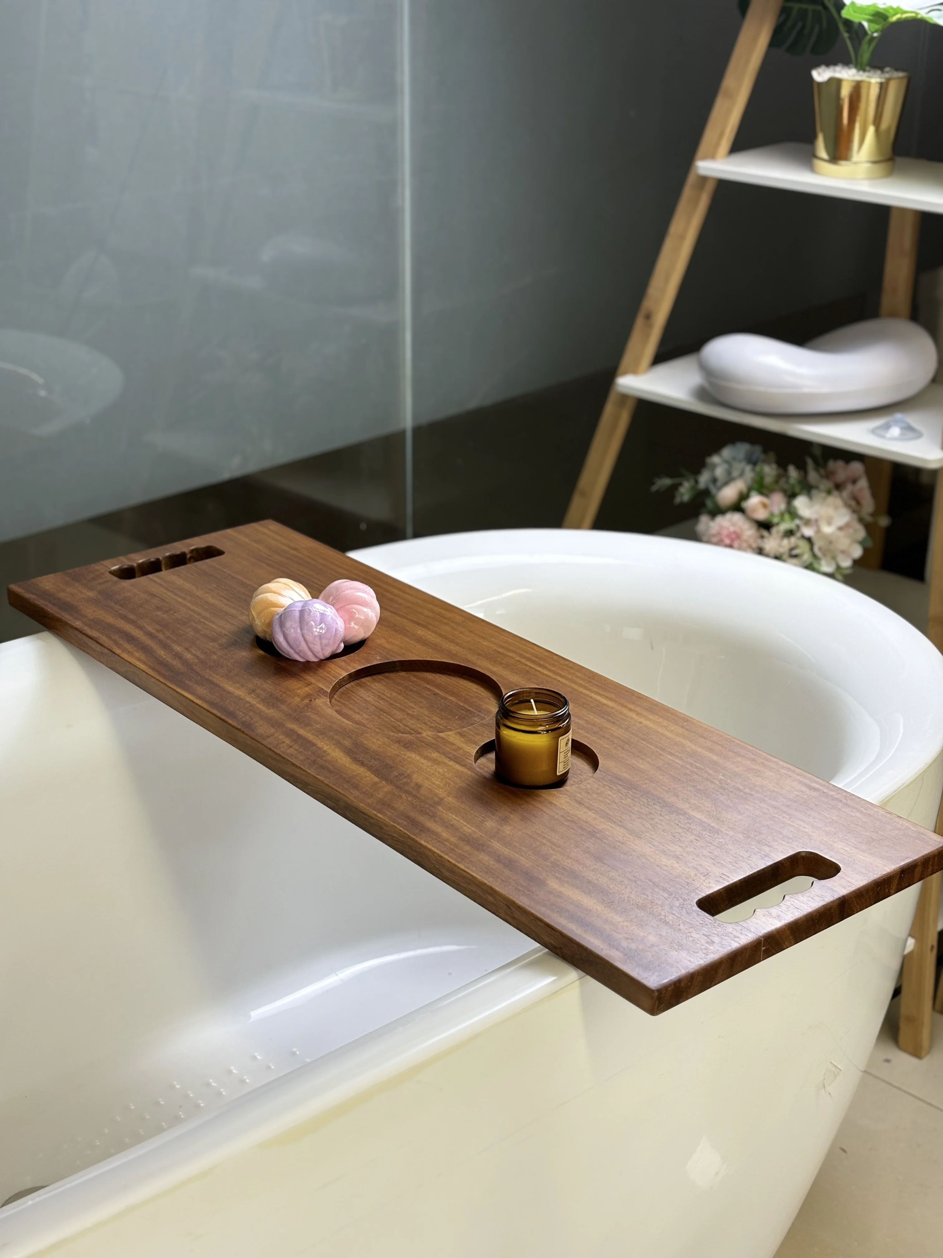 Solid Wood Bathtub Tray with S - Bath Caddy Tray recension och pris
