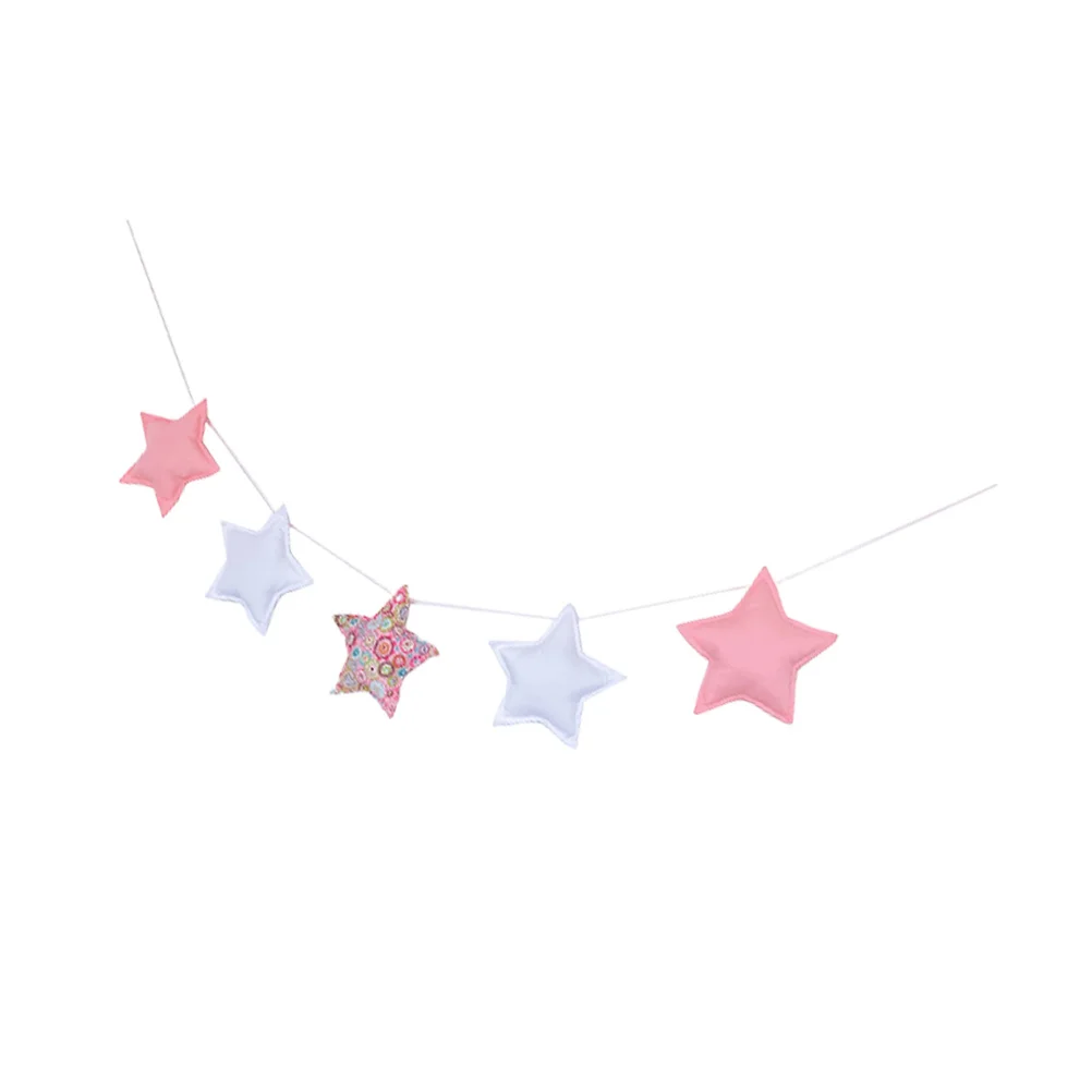 

5 Stars Star Garlands Hanging Decor in Pink and White Cloth for Room Wall Ceiling Decoration Birthday Party Nursery Home
