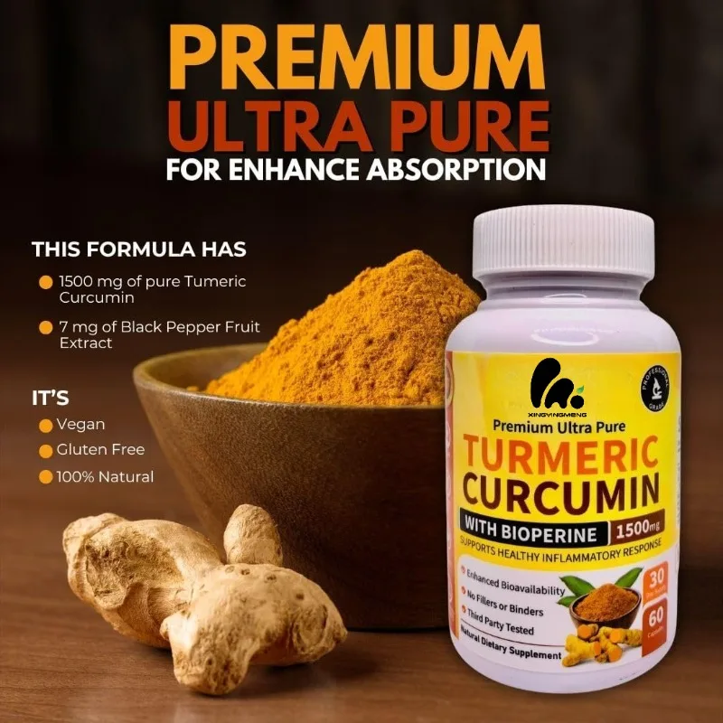 Turmeric Curcumin and Bioperine Ginger Supplement 1500mg 60 Capsules Natural Dietary Supplement