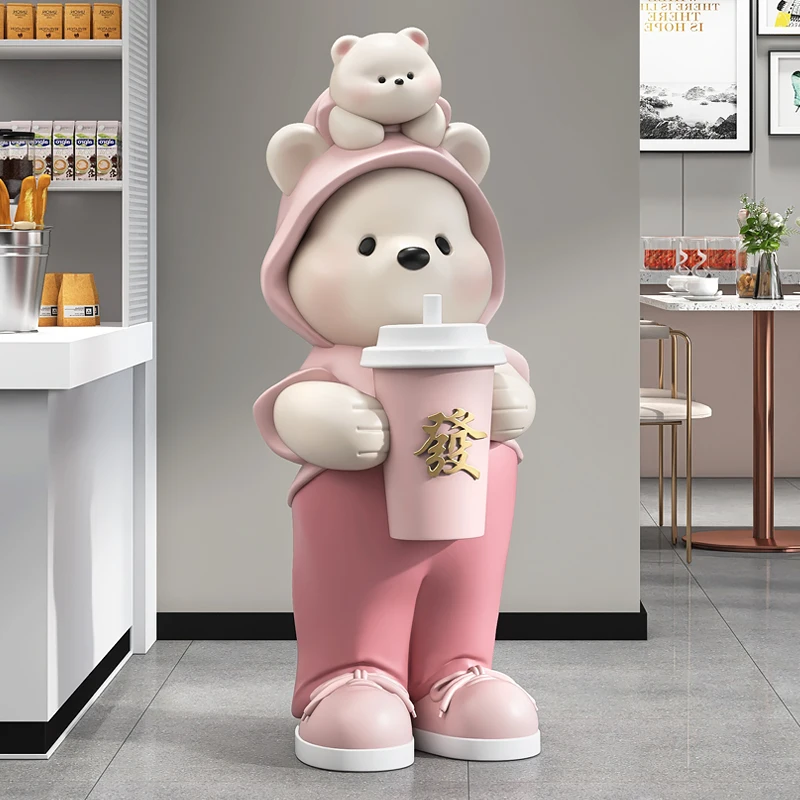 

Cute Bear for Milk Tea Shop, Large Floor to Floor, Doll Sculpture, Living Room, TV Cabinet, Sofa Moving to a New Home Decor