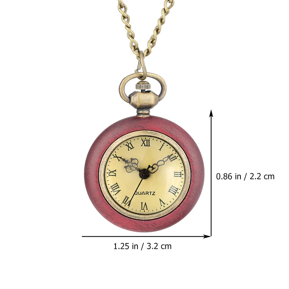 Quartz Pocket Watch Vintage Style Roman Numerals Dial Yellowish Background Precise Movement Long Strong Chain Pendant