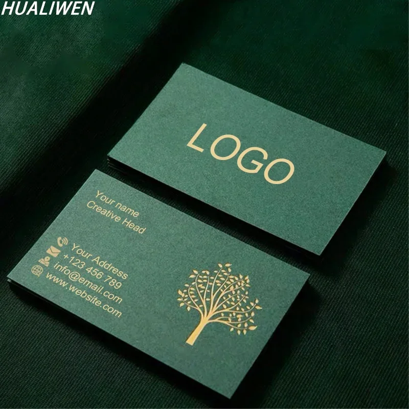 100PCS Cheap Customized Full Color Double-sided Printing Hot Stamping Business Card 300GMG Paper