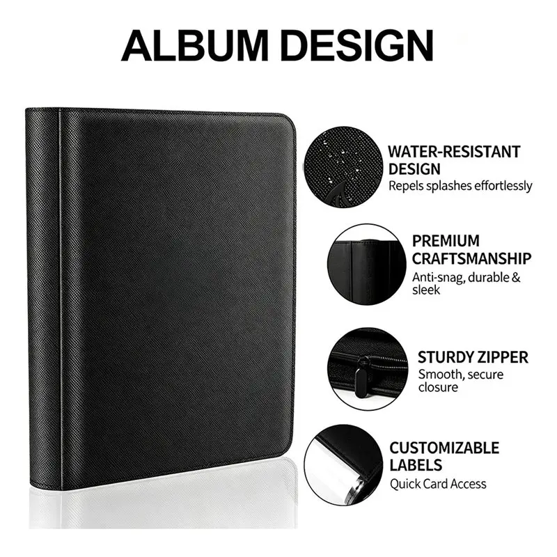 HOT!A72T Toploader Binder Holds For Cards For Sports/Game For Cards 324 Toploaders Ridge Tab Sorting Portable Top Loader Binder
